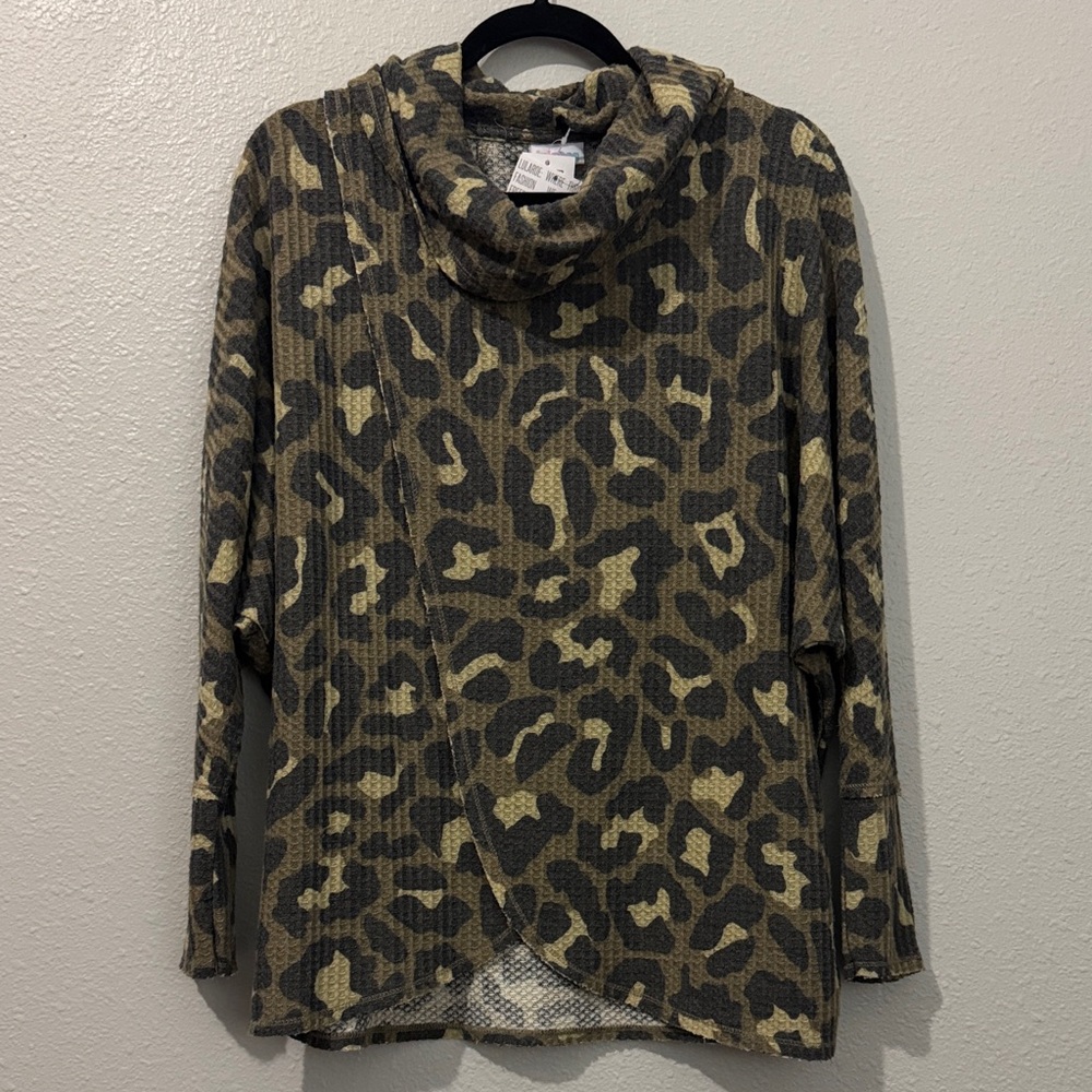 NWT S Cowl neck sweater, LuLaRoe Kristen. Camo print